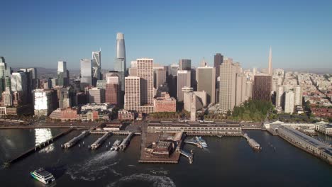 High-aerial-of-downtown-San-Francisco-skyline,-Financial-District,-4K