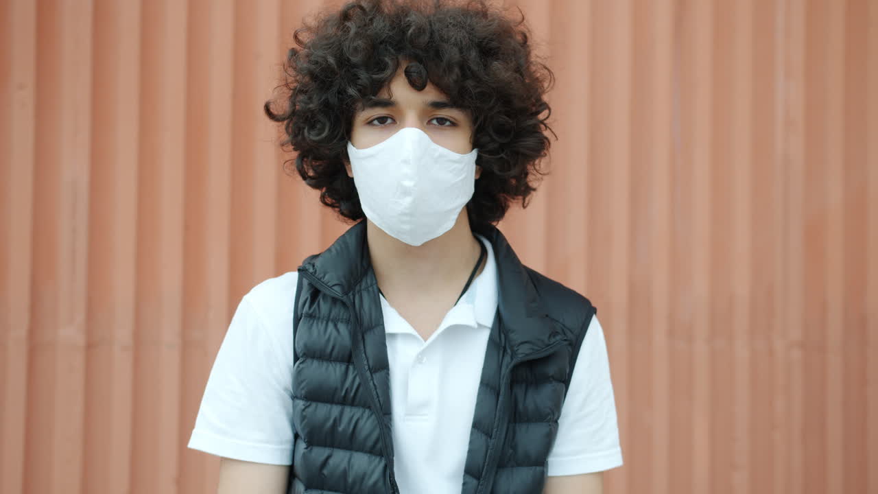 Teenager Wearing a Face Mask