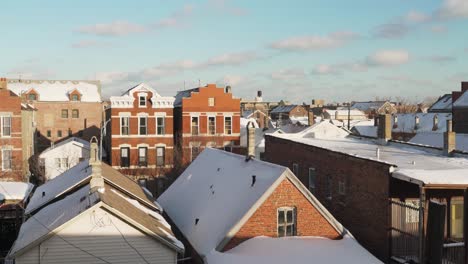 wide shot of brick building cityscape