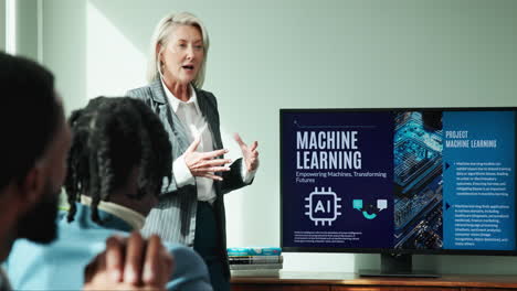 business meeting on machine learning and artificial intelligence