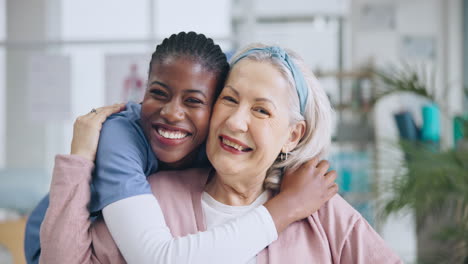 Nurse,-old-woman-and-hug-in-portrait