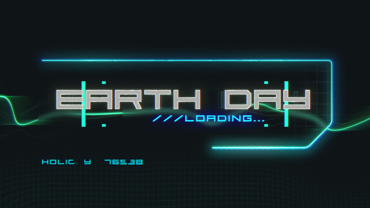 Earth Day on digital screen with HUD elements