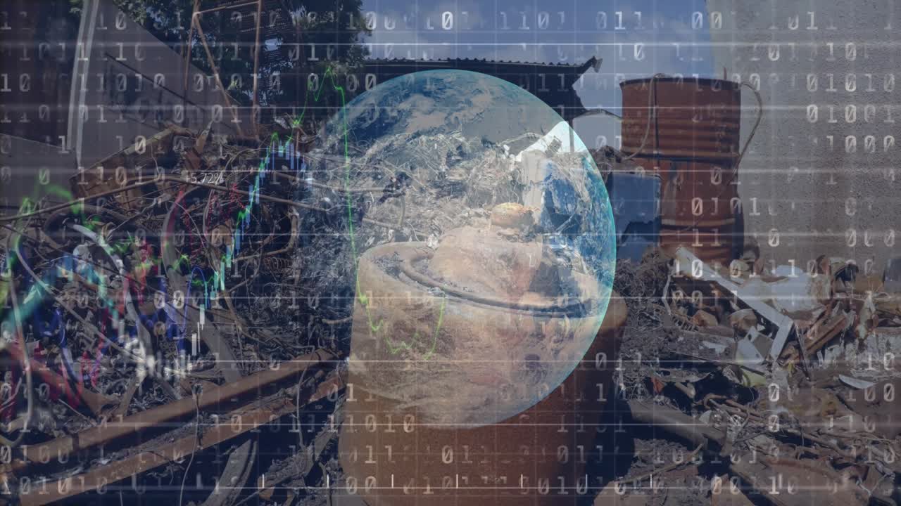 Animation d'un globe avec un réseau de connexions sur un entrepôt