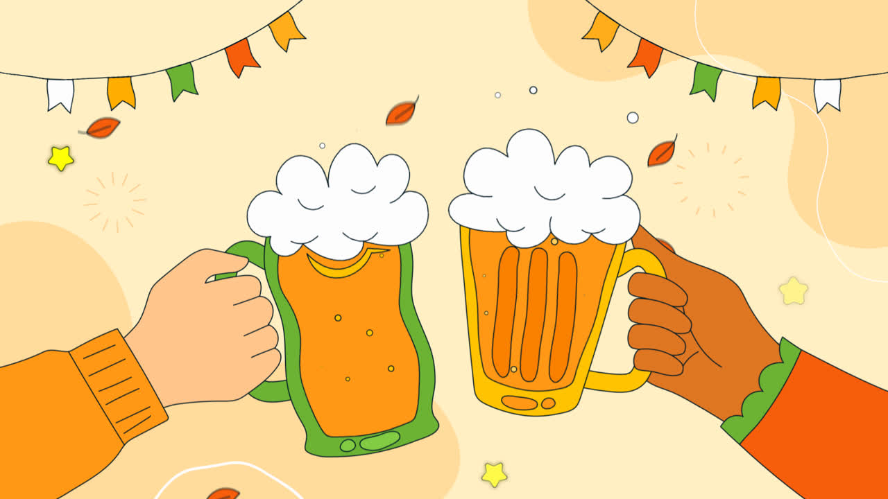 국제 맥주 의 날 축하 를 위해 손으로 그린 배경 의 애니메이션