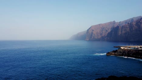 Dron-shot-of-coast-line-in-Los-Gigantes-,-Tenerife-Spain