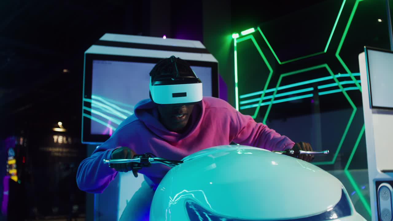 Man Experiencing Virtual Reality Simulation