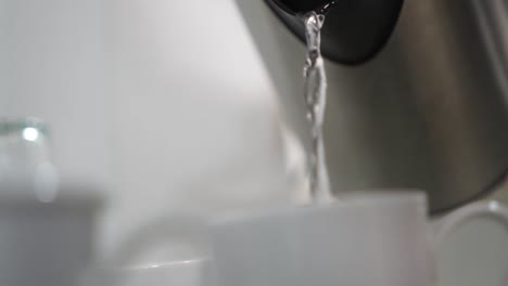 vertiendo agua caliente en una taza, demostrando el proceso de preparación del té verde