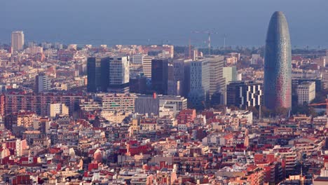 static view of barcelona city skyline from bunkers viewpoint