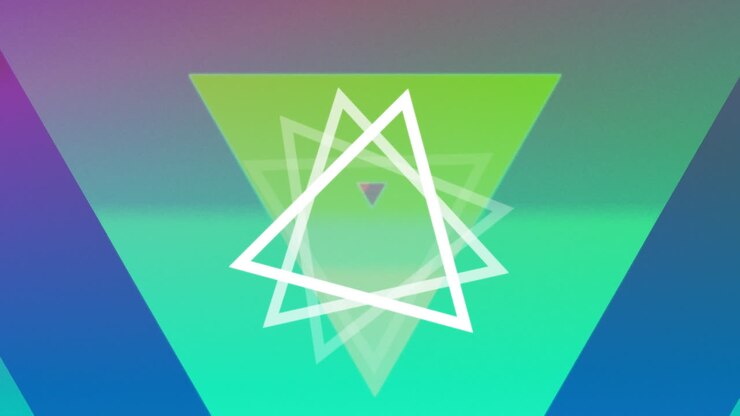 Rotating triangles on colourful background