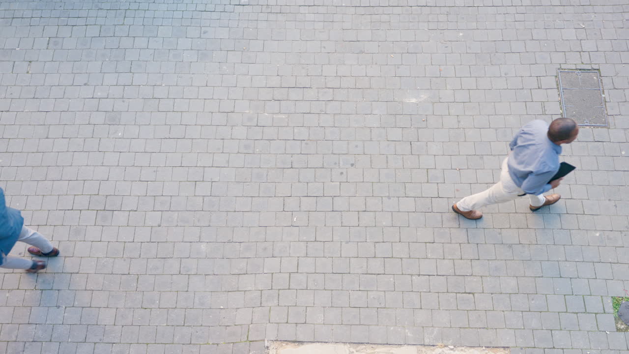 City, walking and aerial of business people