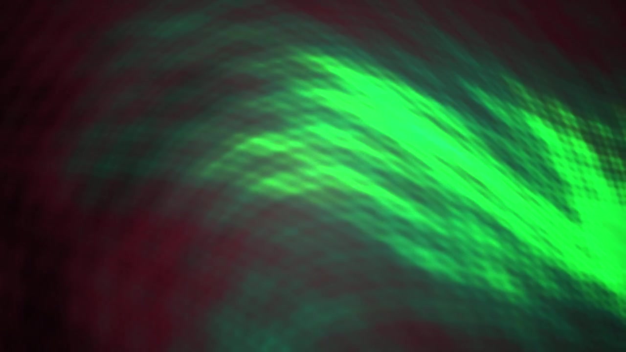 Fondo de movimiento abstracto con patrones de luz verdes y rojo oscuro que fluyen