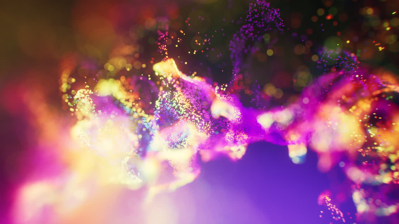 Flowing wave particles background, 3d rendering.