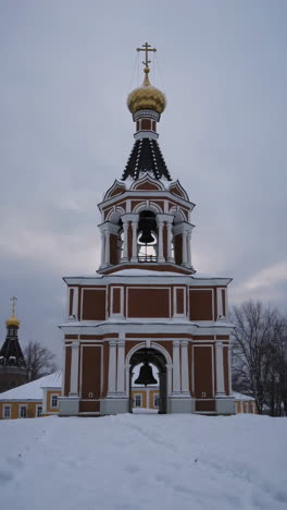 orthodox bell tower in winter