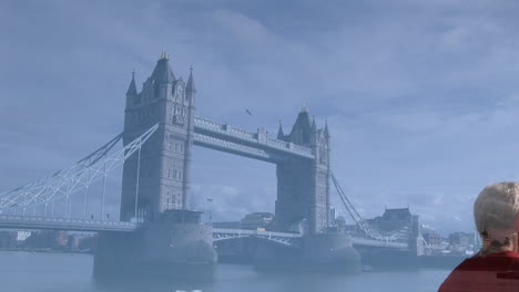 animation of happy senior caucasian male runner running over cityscape of london