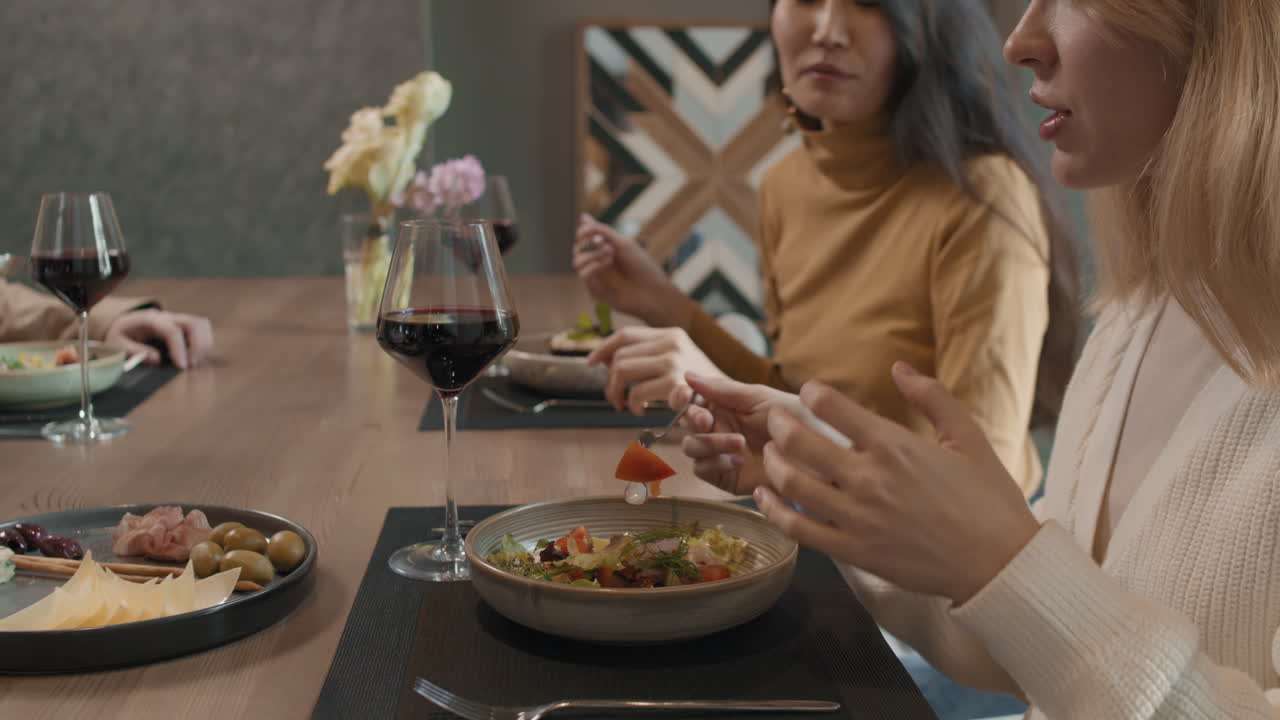 Friends Enjoying a Restaurant Meal