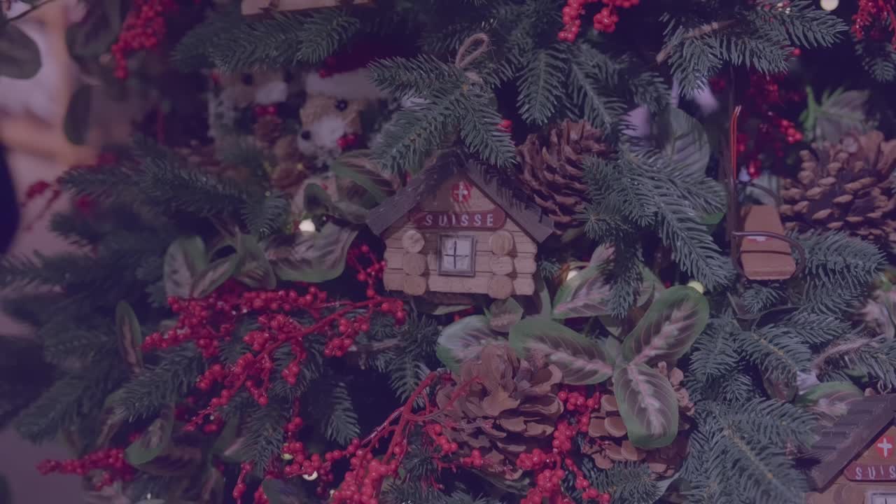 Swiss chalet on a Christmas tree in Schilliger in Gland Switzerland