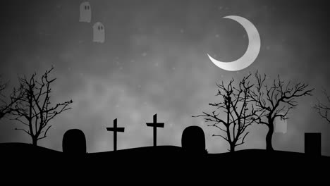 Halloween-background-animation-with-ghosts-in-cemetery-2