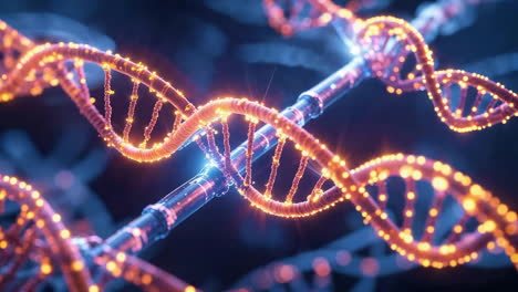 abstract glowing dna strands