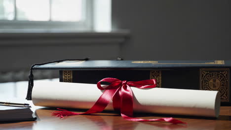 graduation diploma and ceremony items