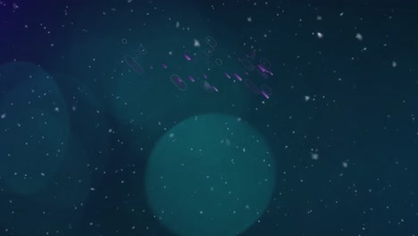 animation von lila linien und schnee, der über helle flecken auf schwarzem hintergrund fällt