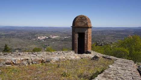 landscape mountains and marvao castle walls in alentejo, portugal