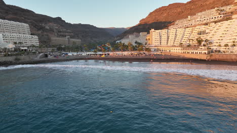 Aerial-shot-in-distance-to-the-Taurito-beach-in-Mogan