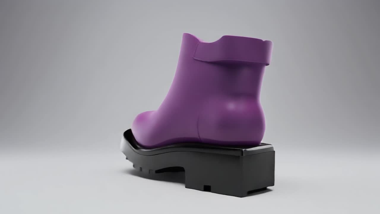 3D-renderet lilla støvle roterende i studie