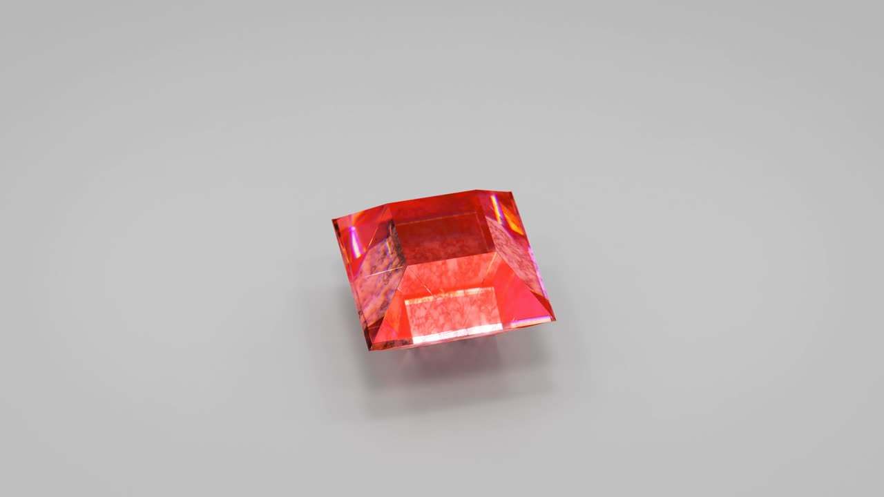 Red gemstone rotates 3D render seamless loop animation