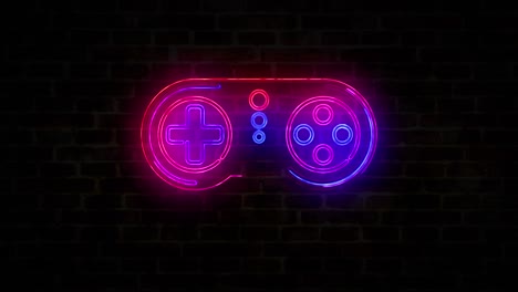 esport game pad symbol neon on brick wall