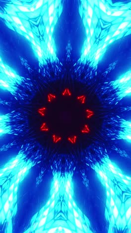 red and blue kaleidoscope with light. kaleidoscope vj loop vertical