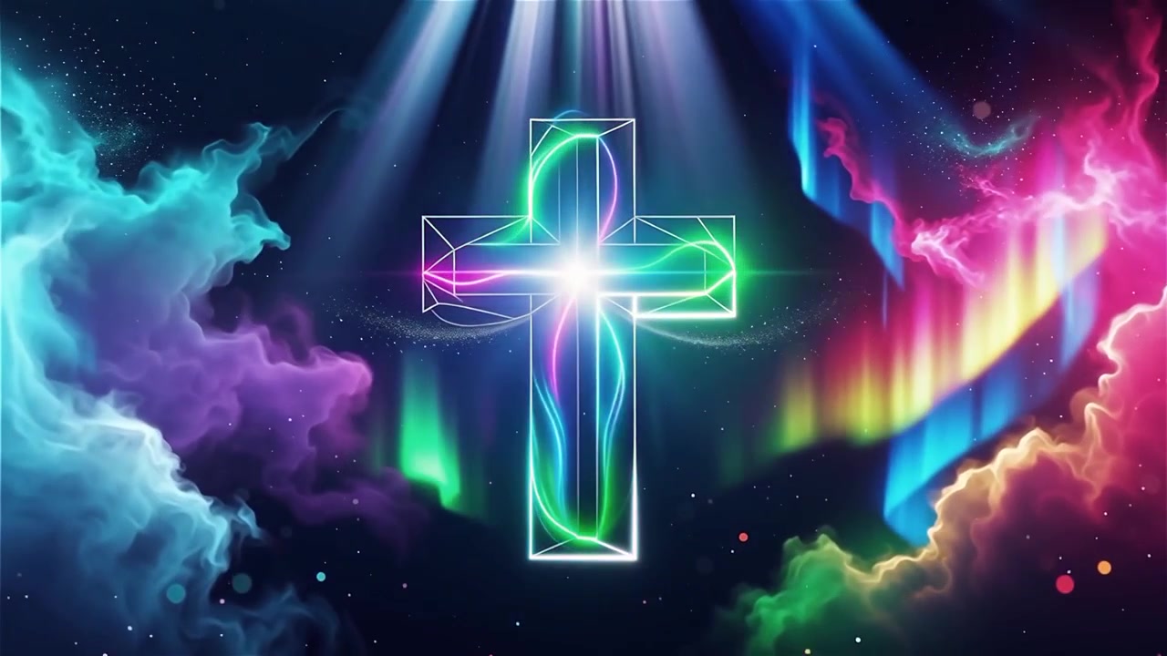 Christian Cross Heavenly Light Worship Background