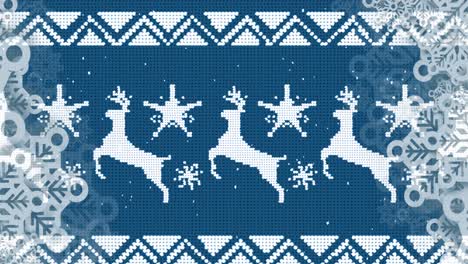 animation of christmas pattern on blue background