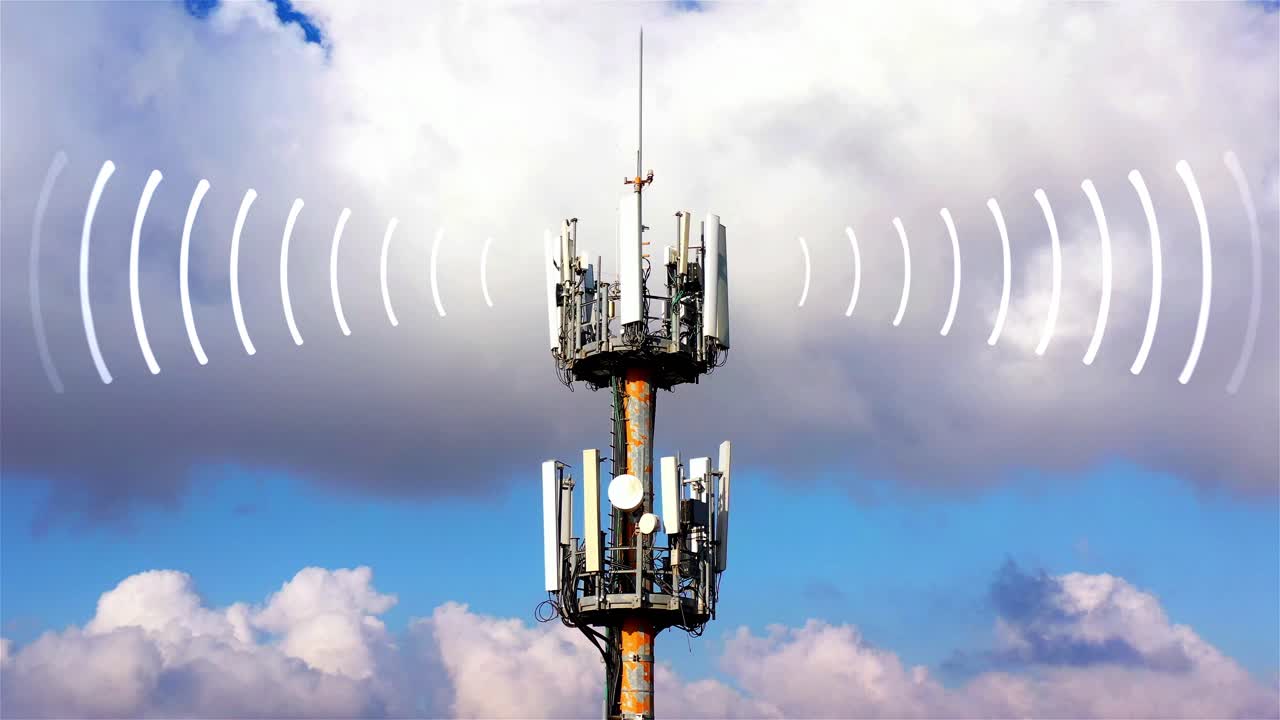 Cell Tower with Radio Waves