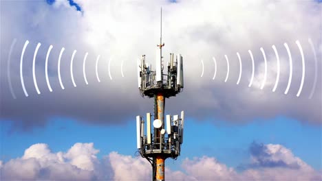cell tower with radio waves