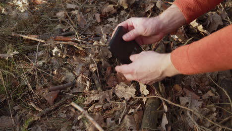 hard drive with data lost in forest found on ground, crime evidence or lucky day concept