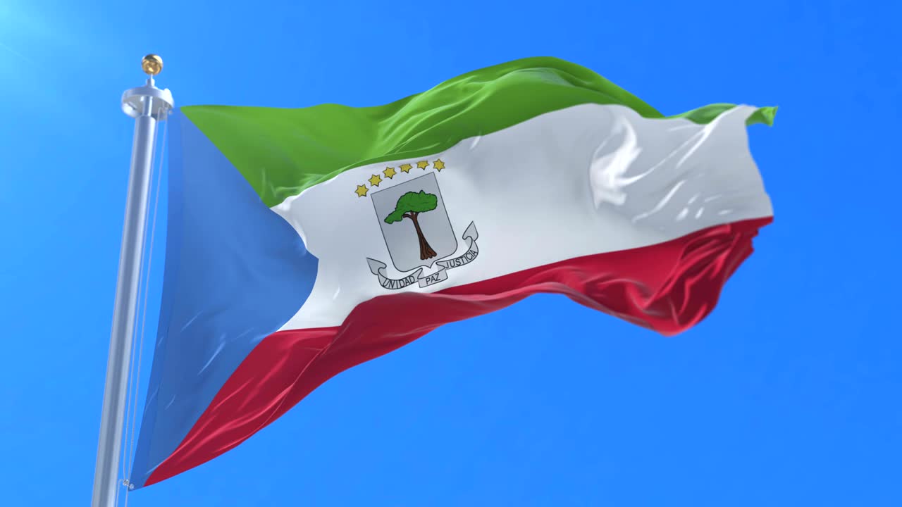 적도 기니의 발이 바람에 흔들리고 푸른 하늘이 느리게 회전하고 있습니다.