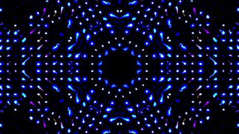 hermoso video abstracto que brilla, luz brillante que arregla movimientos sutiles de colores con puntos azules, fondo negro