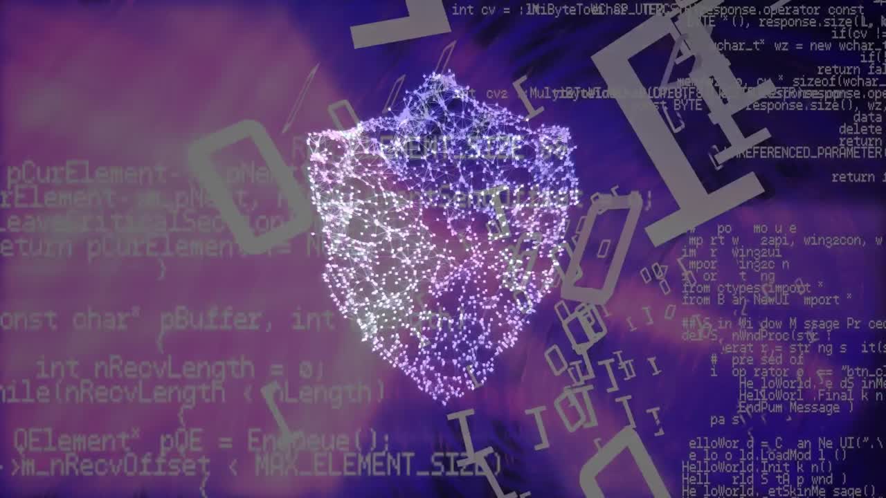 animación del icono del escudo sobre el procesamiento de datos