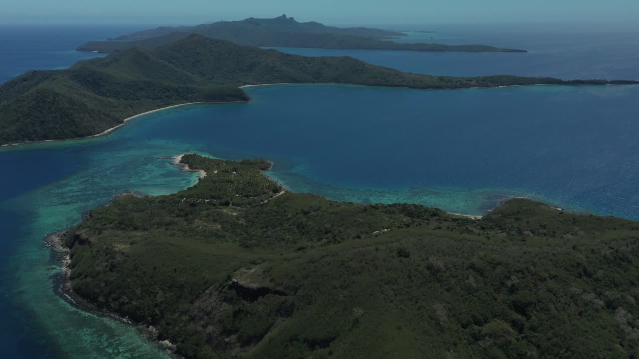 View Of Green Lush Island In Fiji During Twilight - Aerial Shot