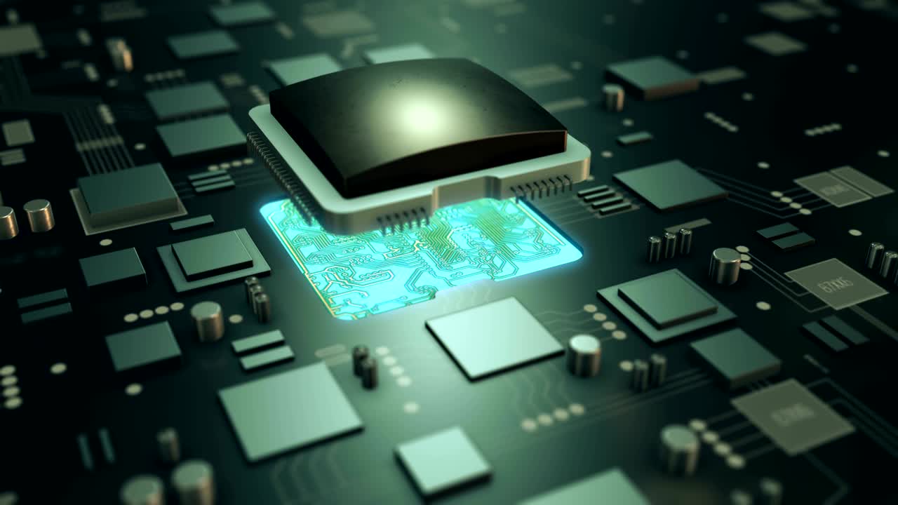 bitcoin criptomoneda símbolo de pago virtual del futuro. la minería de bitcoin en el circuito animado video bucle.