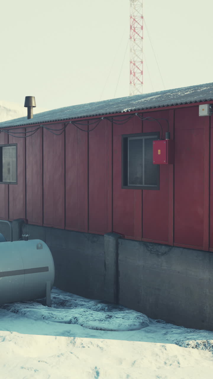 instalación ártica remota en invierno