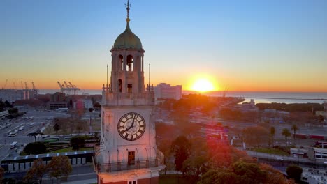 clock tower top view at beautiful sunrise, torre de los ingleses, buenos aires