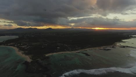 panorama of mauritius island at sunset aerial view