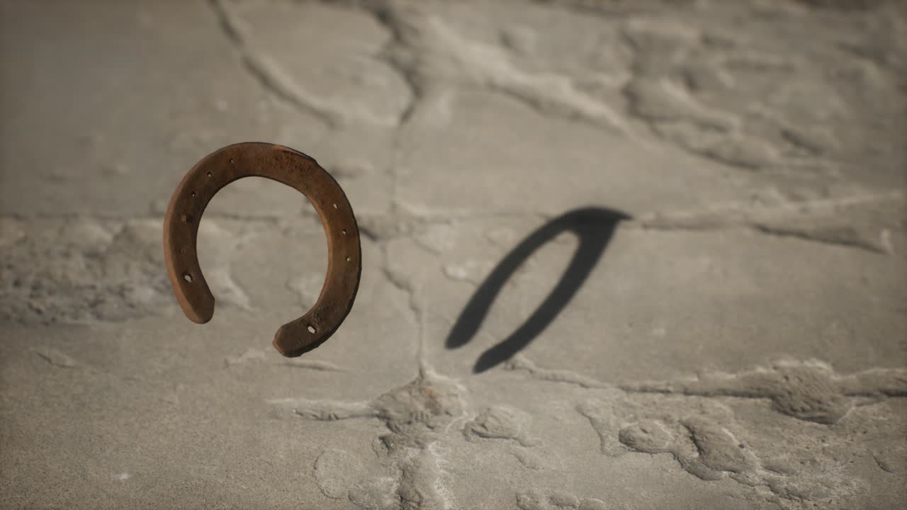 극단적 인 느린 동작 오래된 녹슬은 금속 말 발 ⁇