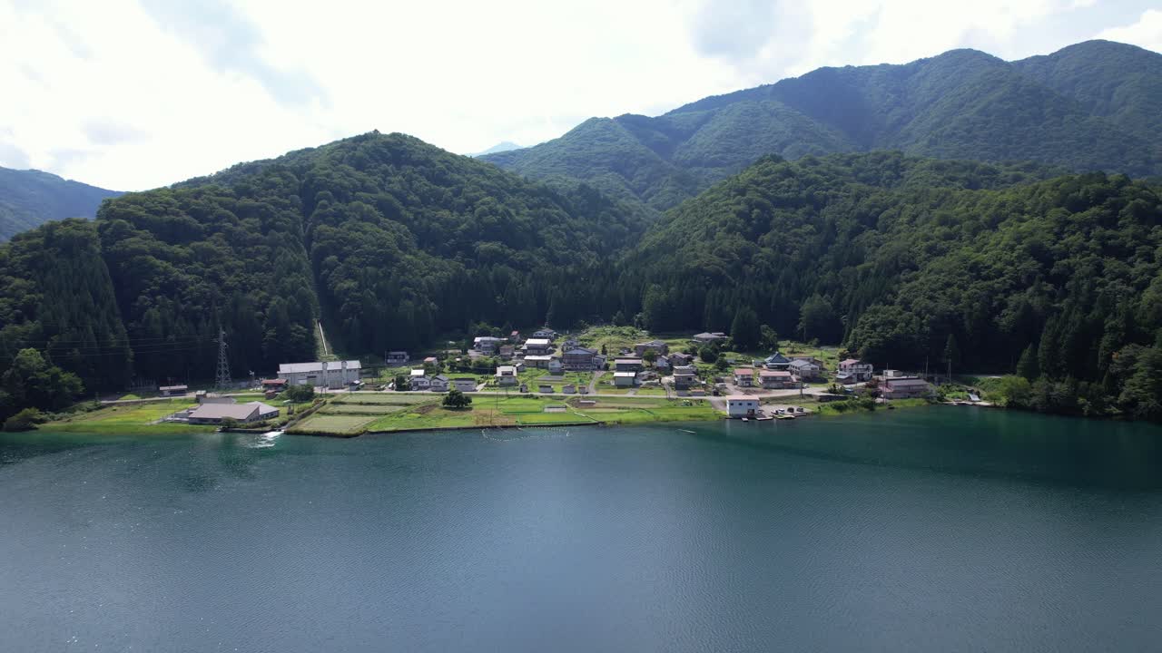 Aerial View Of Hydroelectric Power Plant By Lake Aoki In Taira, Omachi, Nagano, Japan