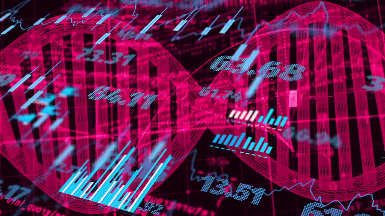 금융 데이터 및 주식 시장 분석을 통해 그래프 및 차트의 디지털 애니메이션