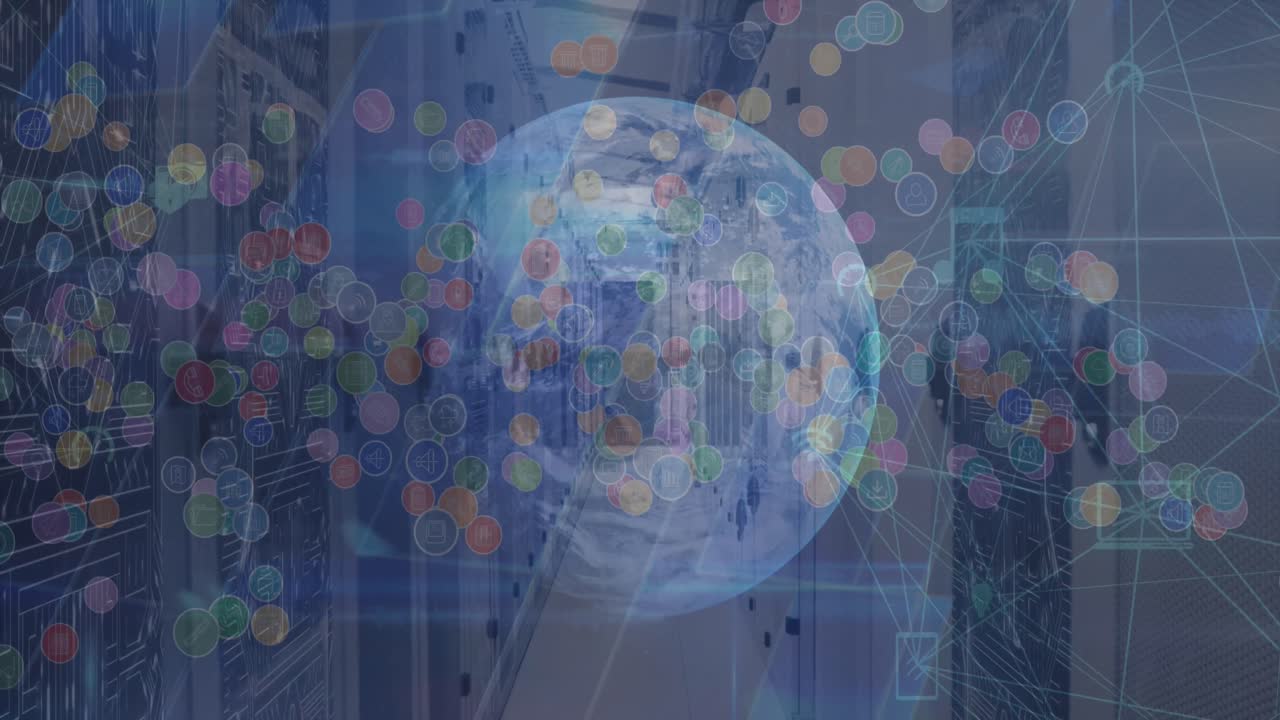 빈 서버  ⁇ 에 대한 전 세계 디지털 아이콘 네트워크의 애니메이션