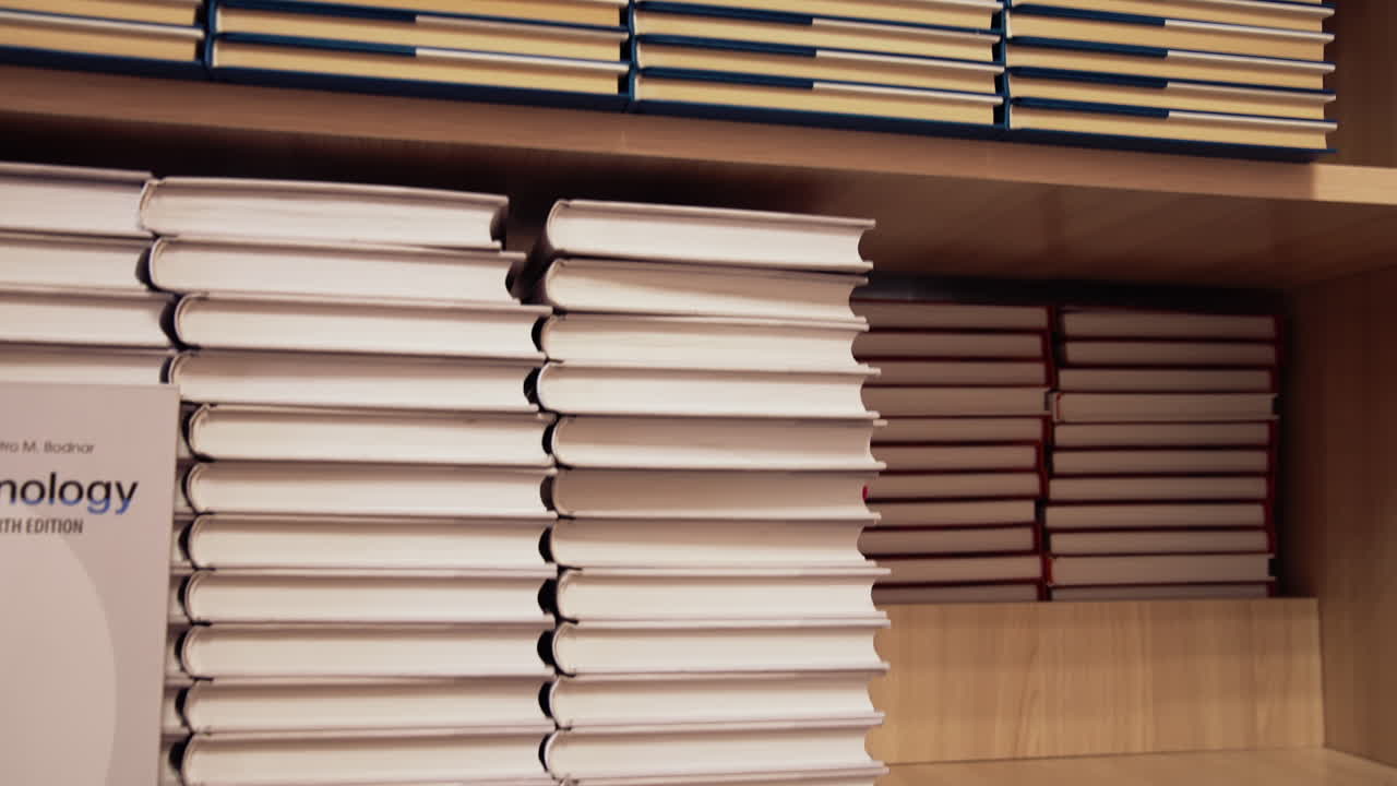 Background of library book shelf. Bookshelf in library with a lot of books
