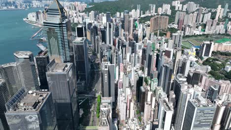 aerial view of hong kong business district in a summer day