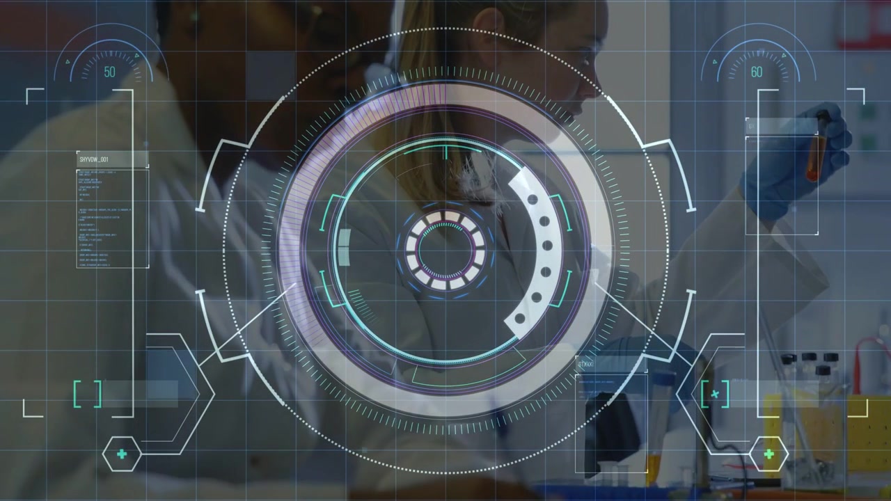 Expanding HUD rings causing right tech checking sample quality, left tech pipetting on lab bench